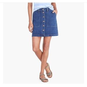 Jcrew Mercantile Denim Button-Front A-Line Mini Skirt - Blue